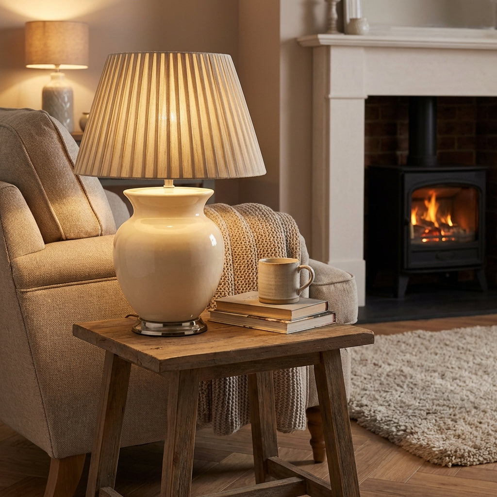 Hadley Cream Ceramic Table Lamp