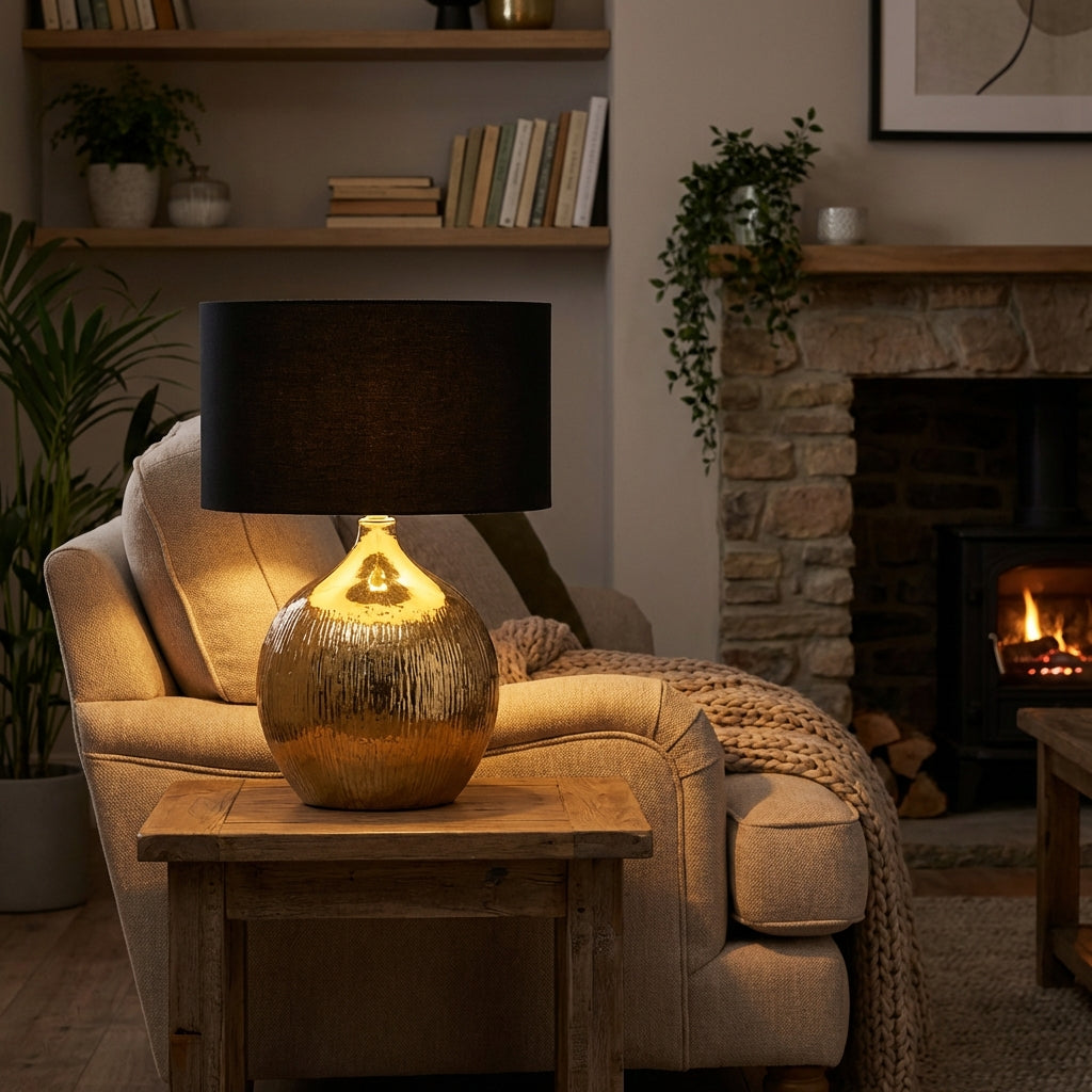 Gold Textured Ceramic Table Lamp