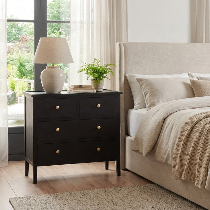 Noir 4 Drawer Black and Gold Chest of Drawers